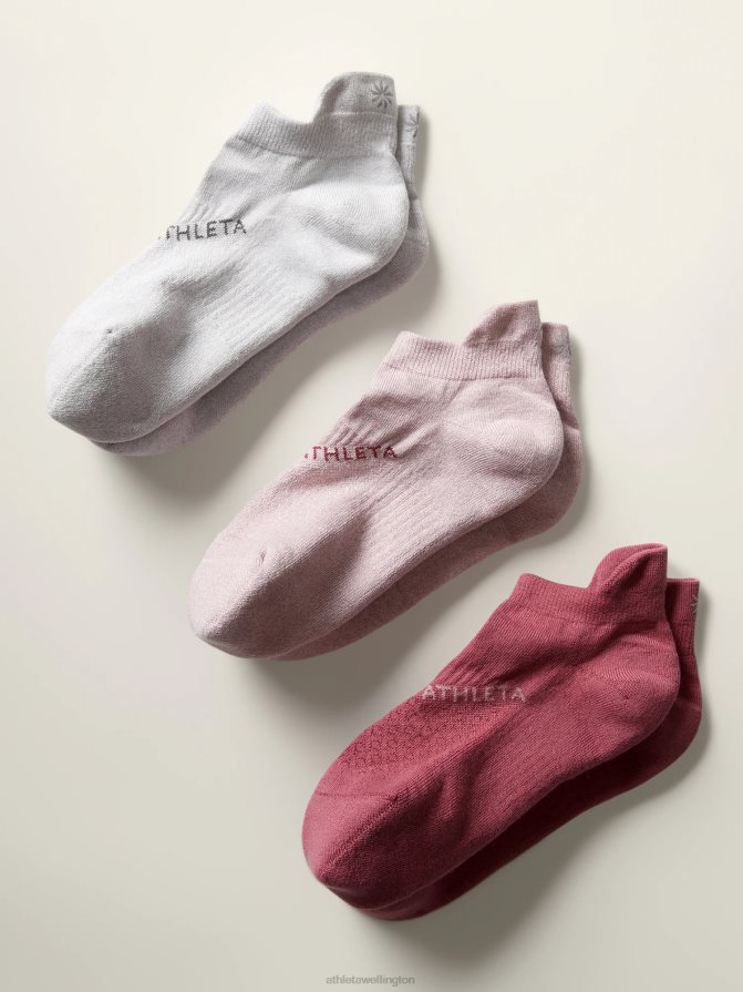 Athleta Women Smoked Mauve Everyday Ankle Sock 3-Pack TZB4L01004