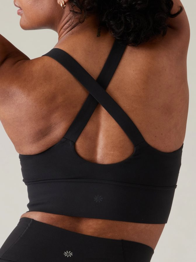 Athleta Women Black Warrior Longline Bra D-DD+ TZB4L0591