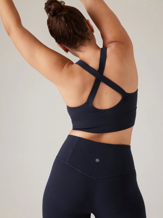 Athleta Women Navy Warrior Longline Bra D-DD+ TZB4L0602