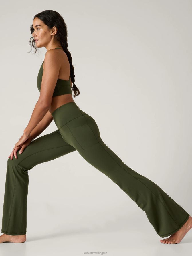 Athleta Women Aspen Olive Salutation Stash Flare Pant TZB4L0113