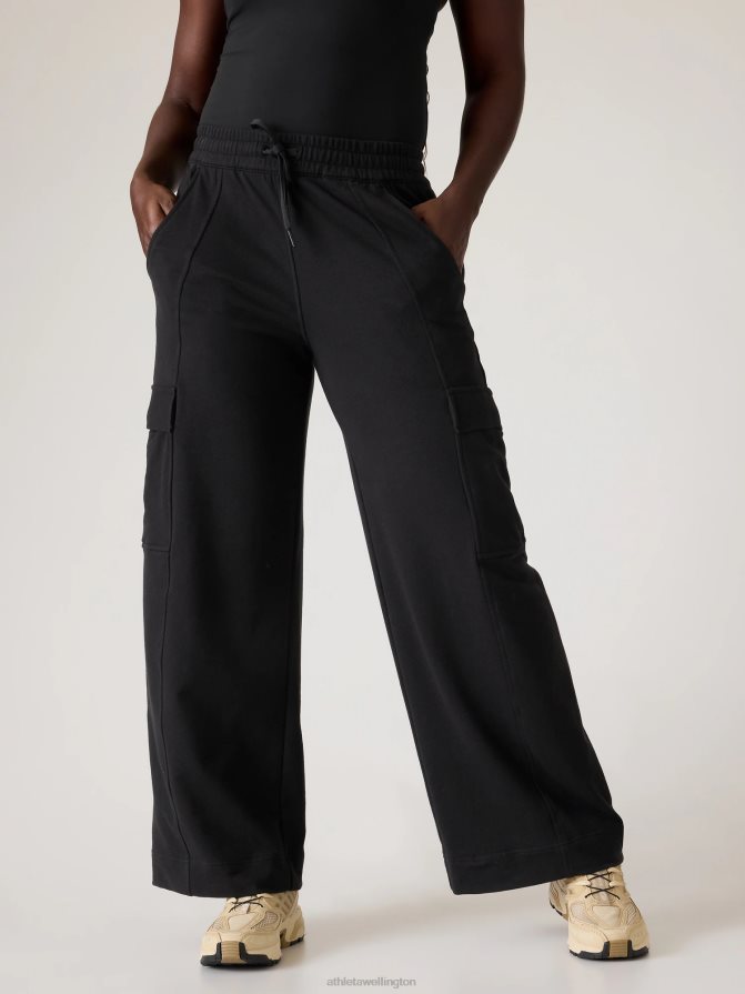 Athleta Women Black Retroterry Wide Leg Cargo Pant TZB4L067