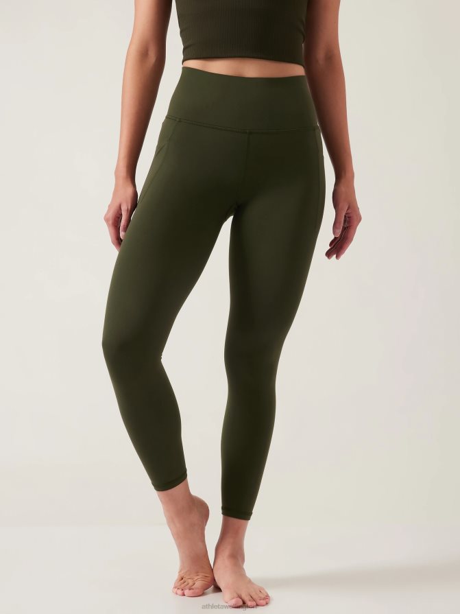 Athleta Women Aspen Olive Salutation Stash 7/8 Tight TZB4L0114