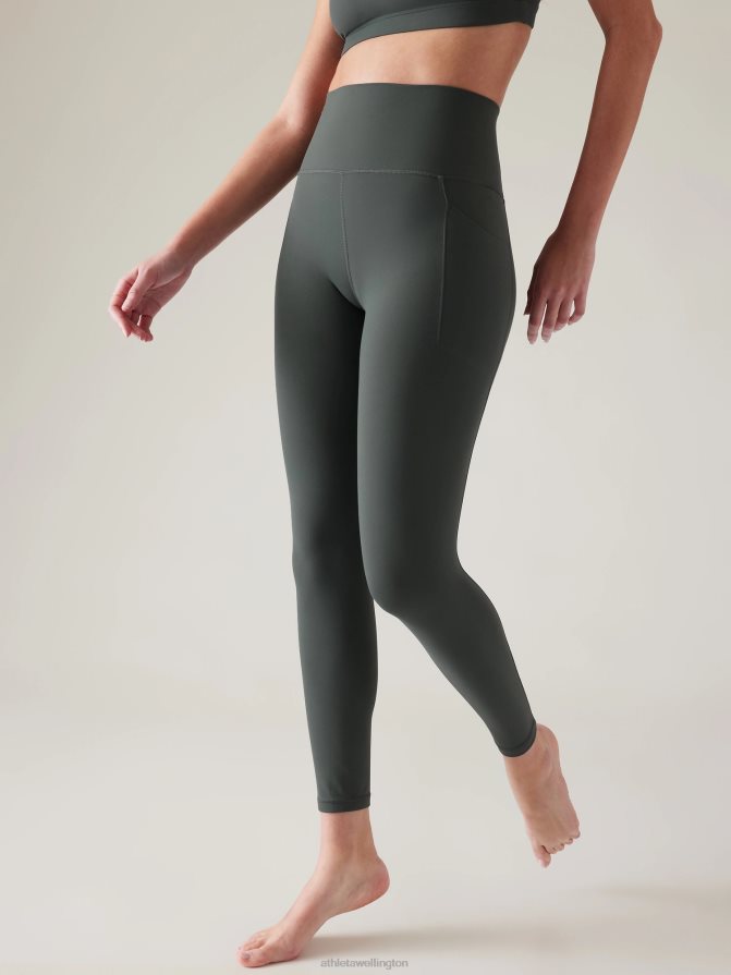 Athleta Women Bali Green Salutation Stash 7/8 Tight TZB4L085