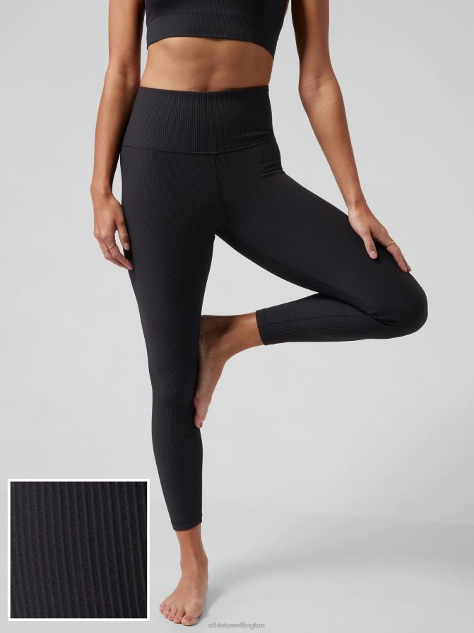 Athleta Women Black Rib Ultra High Rise Elation Tight TZB4L0155