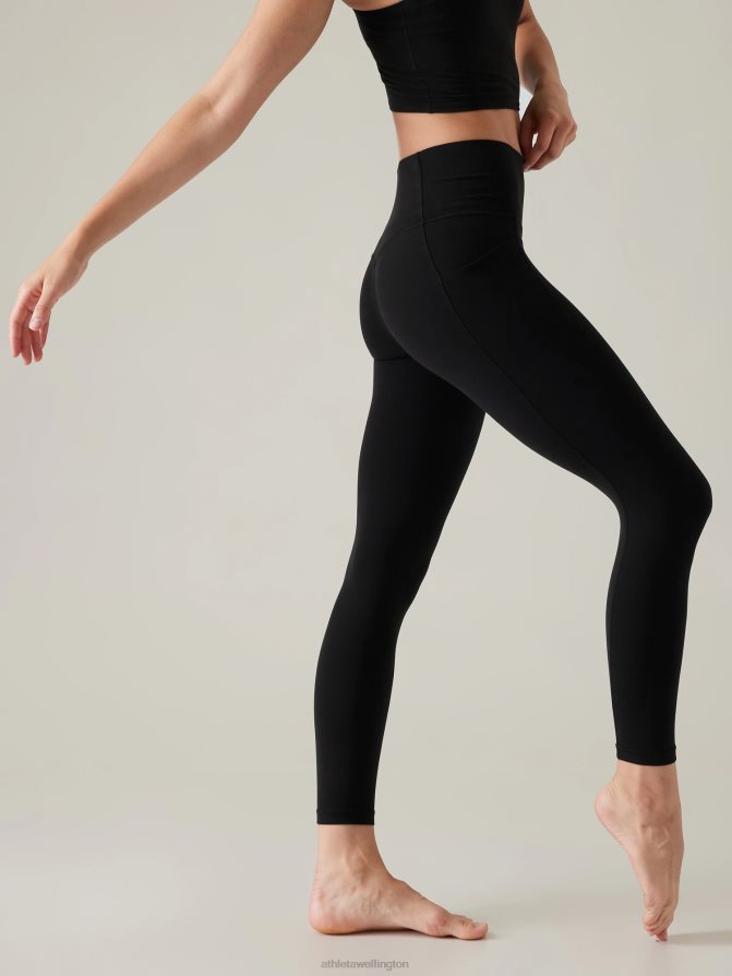 Athleta Women Black Salutation Stash 7/8 Tight TZB4L08