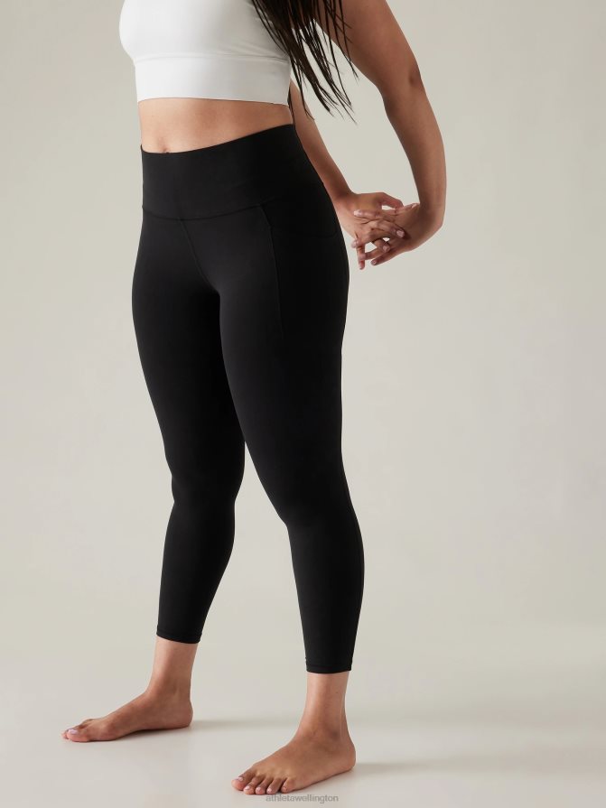 Athleta Women Black Salutation Stash 7/8 Tight TZB4L08