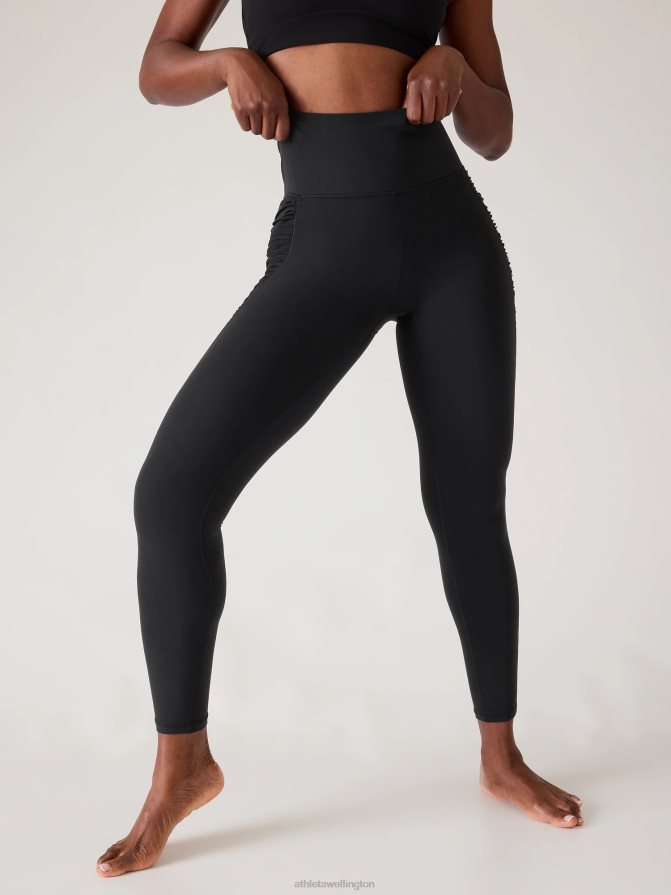 Athleta Women Black Salutation Stash Ruched Mesh Tight TZB4L062