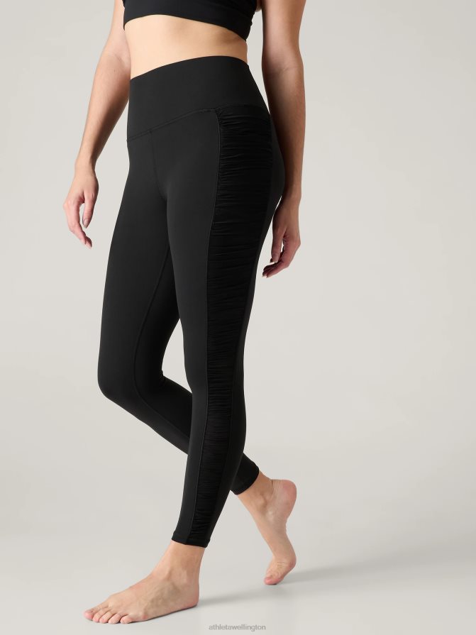 Athleta Women Black Salutation Stash Ruched Mesh Tight TZB4L062