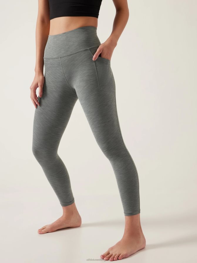 Athleta Women Grey Heather Salutation Stash 7/8 Tight TZB4L092