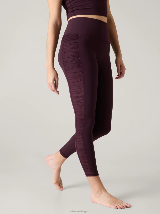 Athleta Women Spiced Cabernet Salutation Stash Ruched Mesh Tight TZB4L043