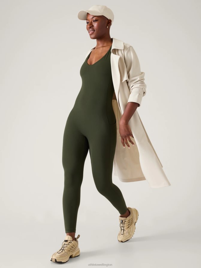 Athleta Women Aspen Olive Transcend 7/8 Bodysuit TZB4L0780