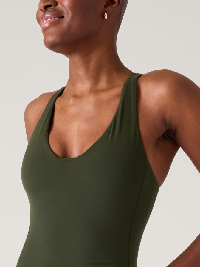 Athleta Women Aspen Olive Transcend 7/8 Bodysuit TZB4L0780