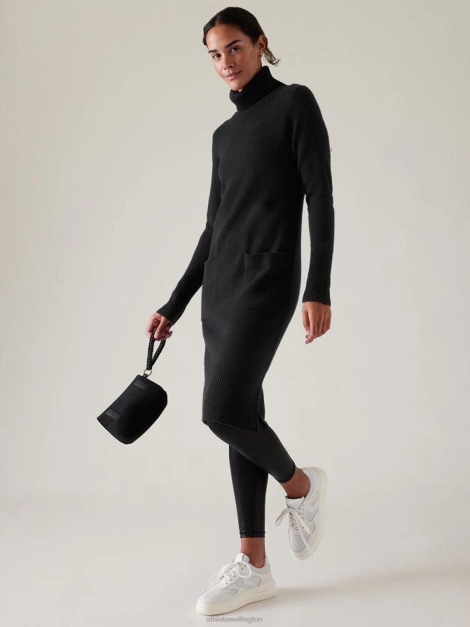 Athleta Women Black Alpine Turtleneck Sweater Dress TZB4L0401