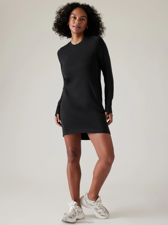 Athleta Women Black Coaster Luxe Sweatshirt Dress TZB4L0774