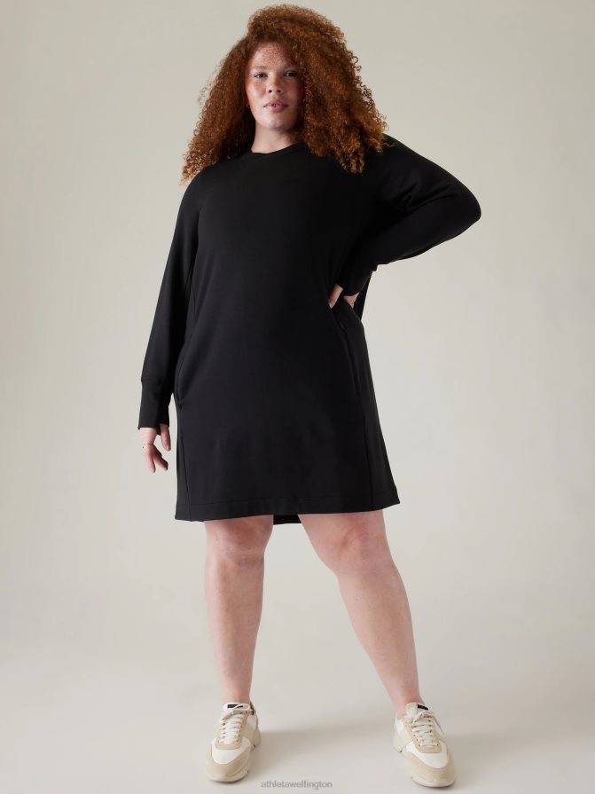 Athleta Women Black Coaster Luxe Sweatshirt Dress TZB4L0774