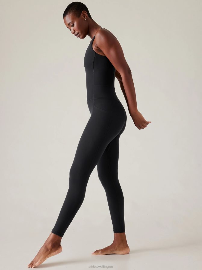 Athleta Women Black Salutation 7/8 Bodysuit TZB4L0772