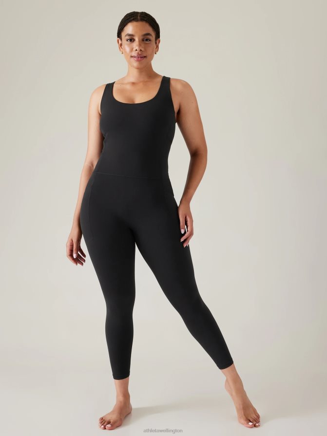 Athleta Women Black Salutation 7/8 Bodysuit TZB4L0772