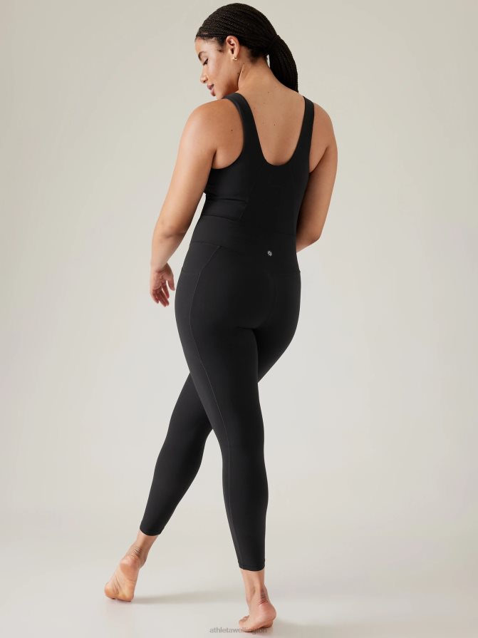 Athleta Women Black Salutation 7/8 Bodysuit TZB4L0772