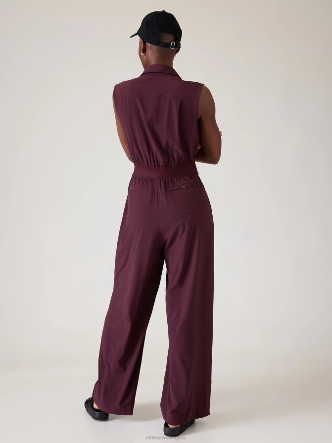 Athleta Women Spiced Cabernet Brooklyn Heights Wide Leg Jumpsuit TZB4L0777