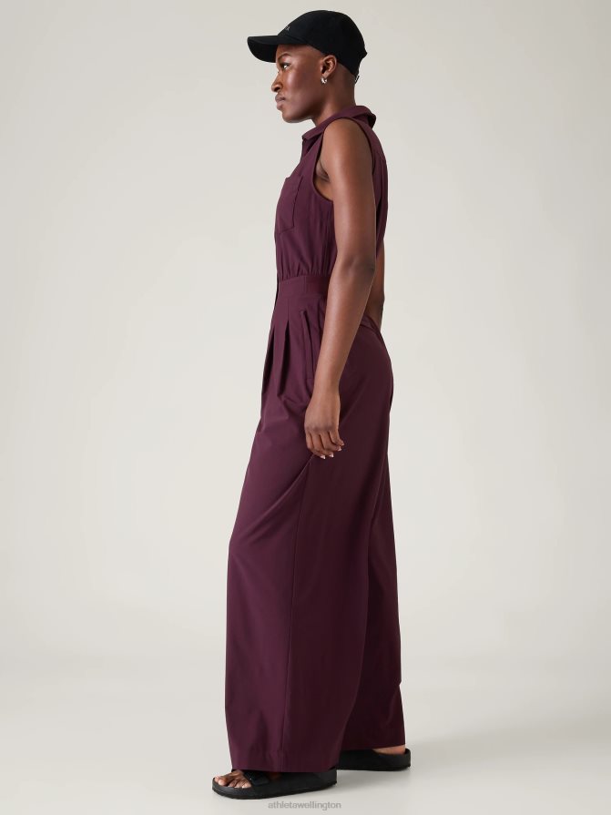 Athleta Women Spiced Cabernet Brooklyn Heights Wide Leg Jumpsuit TZB4L0777