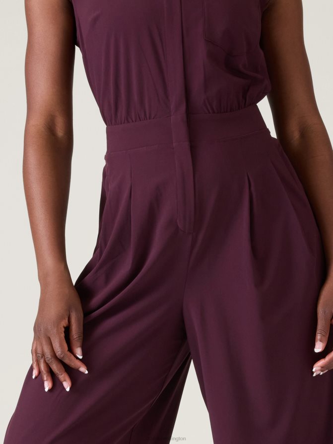 Athleta Women Spiced Cabernet Brooklyn Heights Wide Leg Jumpsuit TZB4L0777