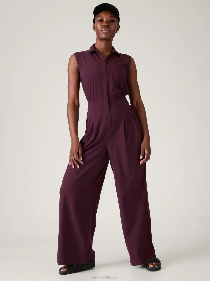 Athleta Women Spiced Cabernet Brooklyn Heights Wide Leg Jumpsuit TZB4L0777