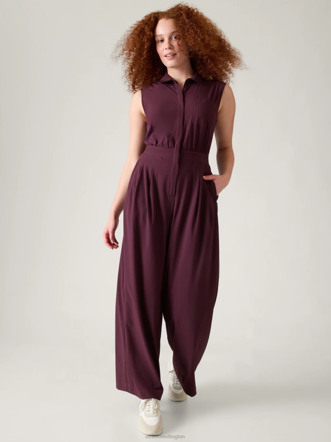 Athleta Women Spiced Cabernet Brooklyn Heights Wide Leg Jumpsuit TZB4L0777