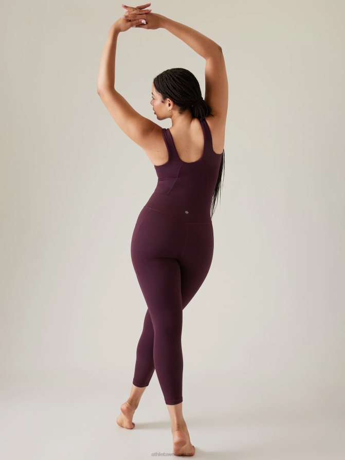 Athleta Women Spiced Cabernet Salutation 7/8 Bodysuit TZB4L0781