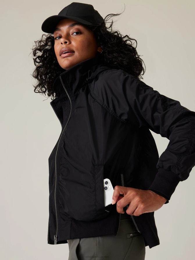 Athleta Women Black Jetset Bomber TZB4L0548