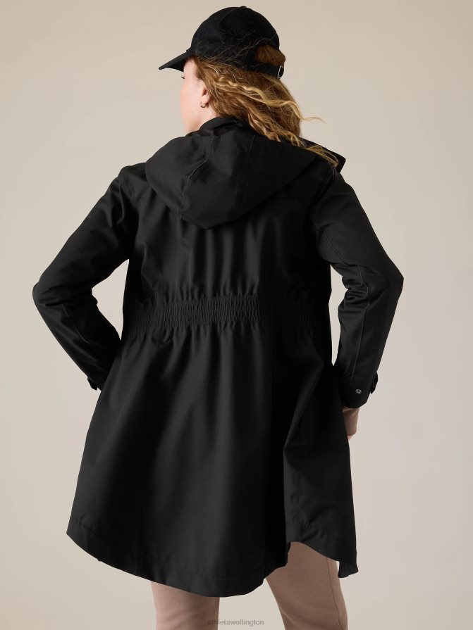 Athleta Women Black RainOut Sutro Long Trench TZB4L0546