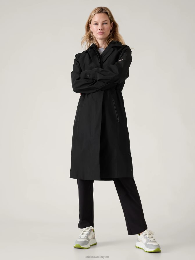 Athleta Women Black Rainout Mac Coat TZB4L0570