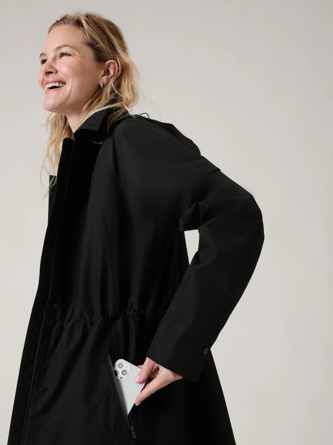 Athleta Women Black Rainout Mac Coat TZB4L0570