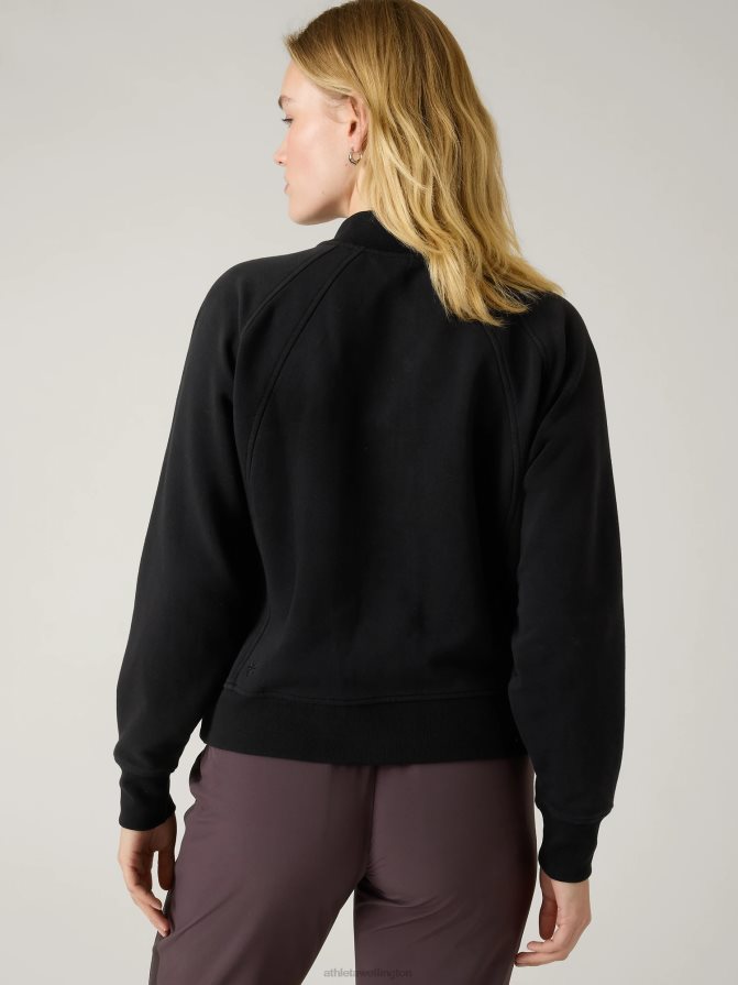 Athleta Women Black Retroplush Bomber Jacket TZB4L0409