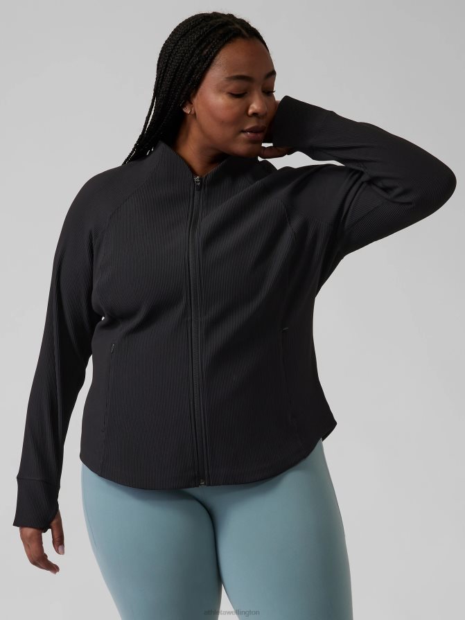 Athleta Women Black Rib Salutation Jacket TZB4L0565