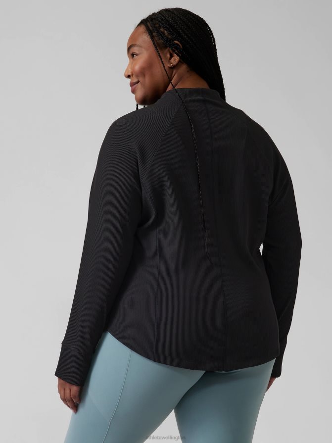 Athleta Women Black Rib Salutation Jacket TZB4L0565