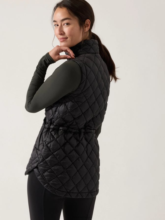 Athleta Women Black Whisper Featherless Puffer Vest TZB4L0581