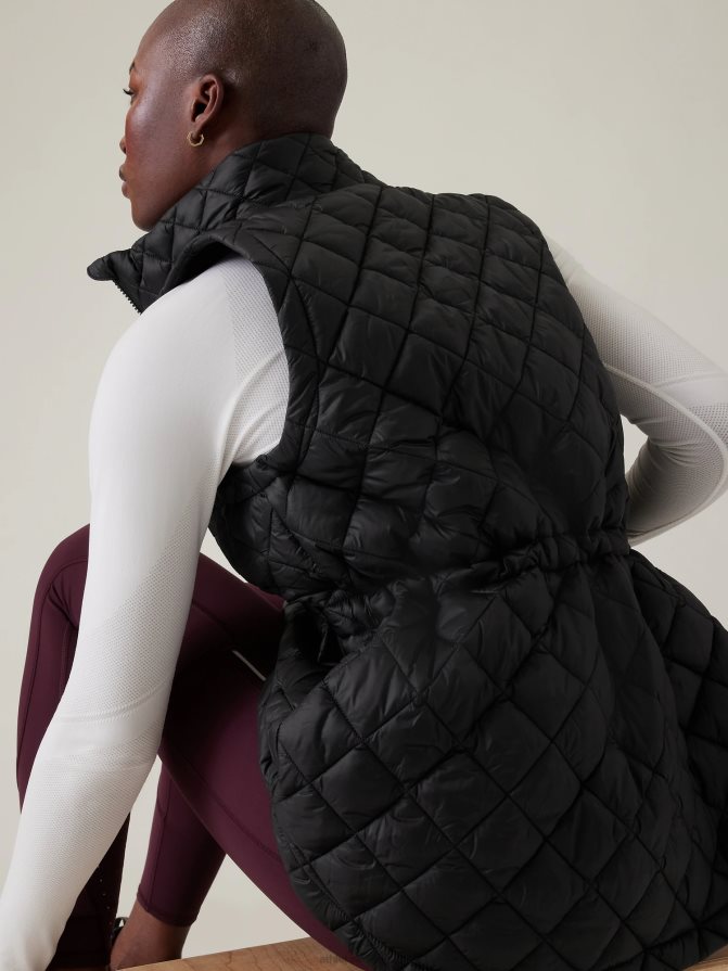 Athleta Women Black Whisper Featherless Puffer Vest TZB4L0581