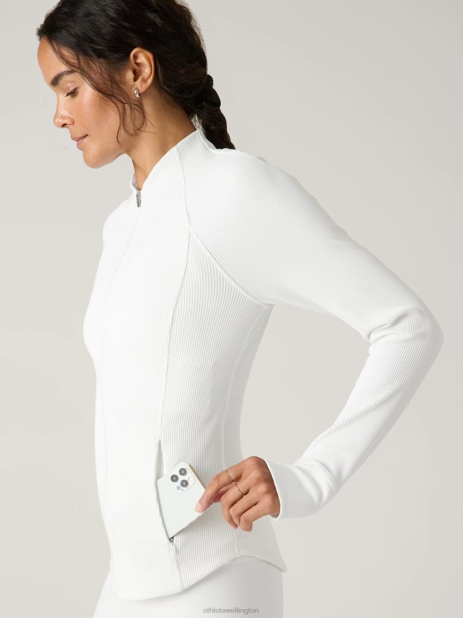 Athleta Women Bright White Rib Salutation Jacket TZB4L0429