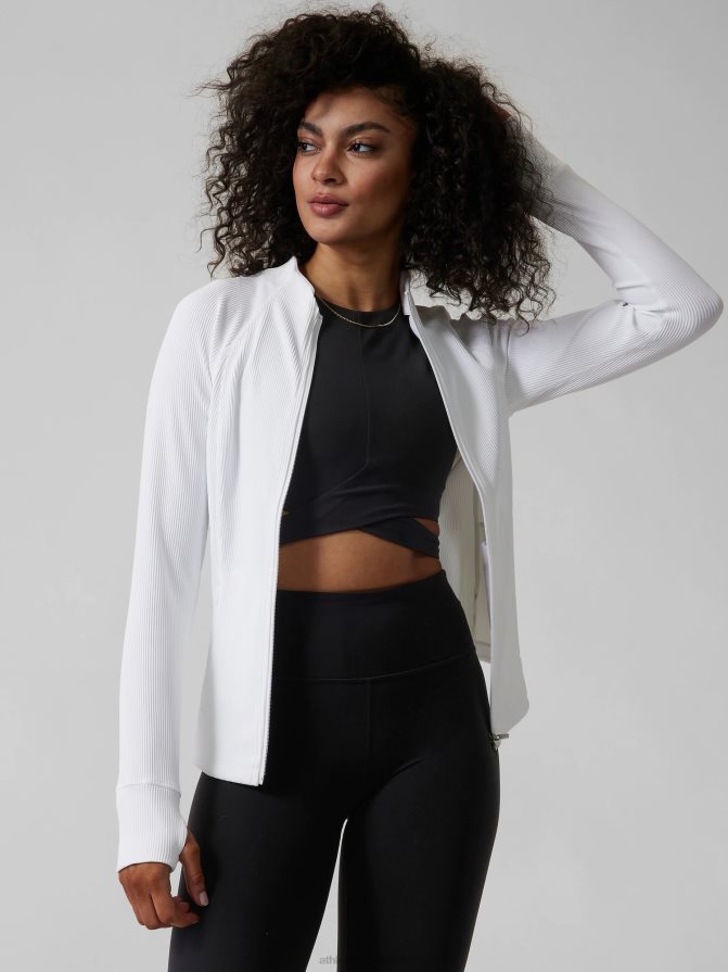 Athleta Women Bright White Rib Salutation Jacket TZB4L0429