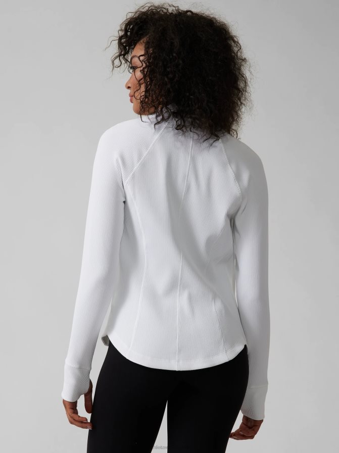 Athleta Women Bright White Rib Salutation Jacket TZB4L0429