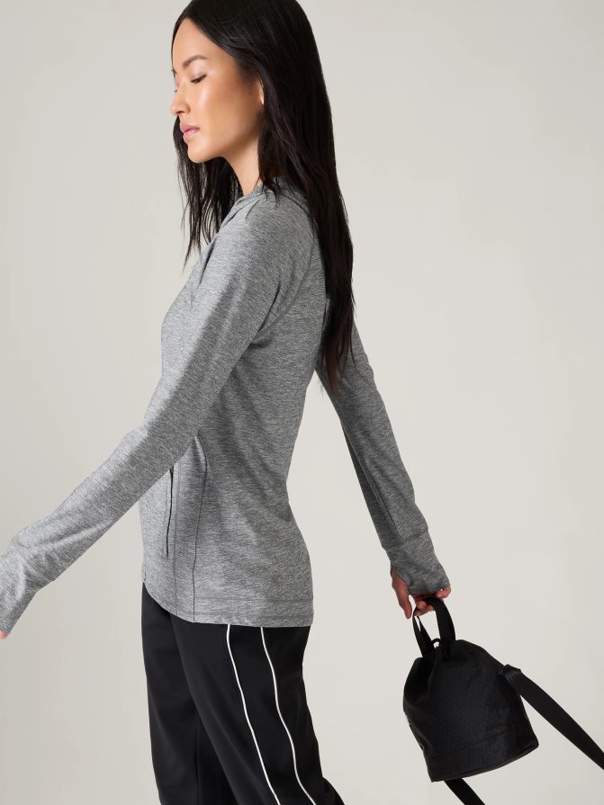 Athleta Women Grey Heather Pacifica Illume UPF Relaxed Jacket TZB4L0555