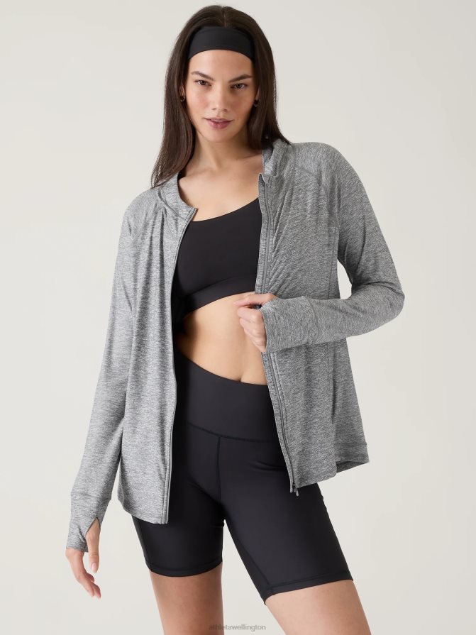 Athleta Women Grey Heather Pacifica Illume UPF Relaxed Jacket TZB4L0555