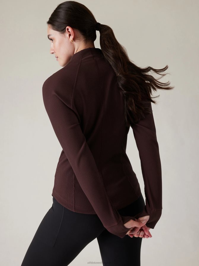 Athleta Women Spiced Cabernet Rib Salutation Jacket TZB4L0243