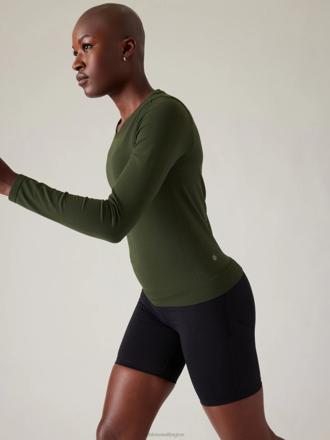 Athleta Women Aspen Olive In Motion Seamless Top TZB4L0431