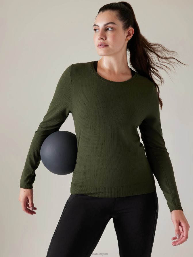 Athleta Women Aspen Olive In Motion Seamless Top TZB4L0431