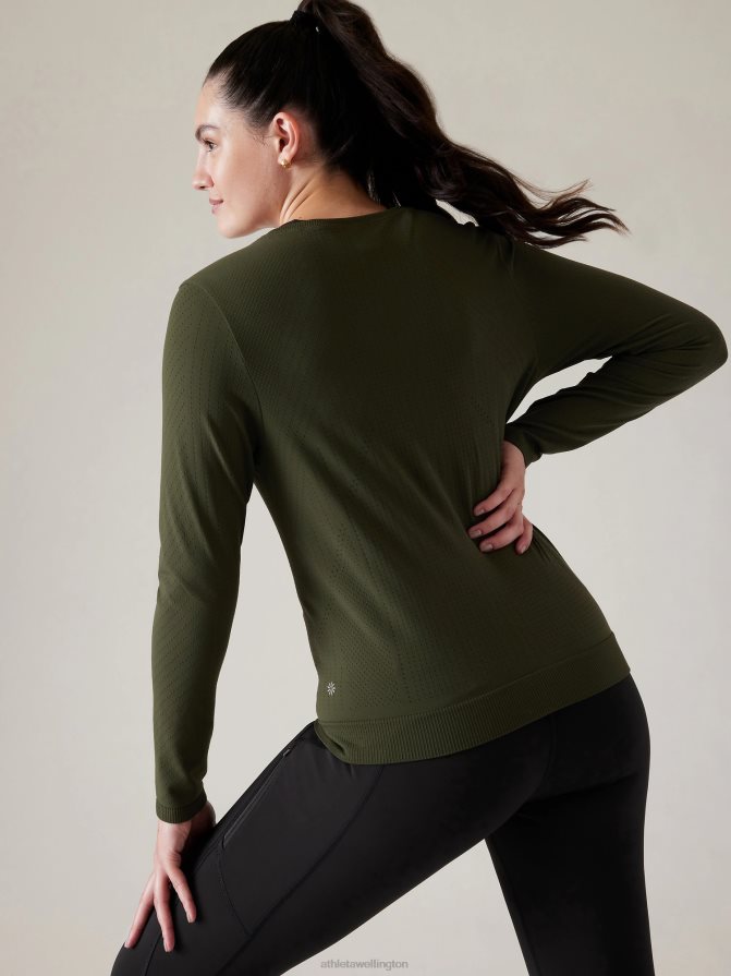 Athleta Women Aspen Olive In Motion Seamless Top TZB4L0431