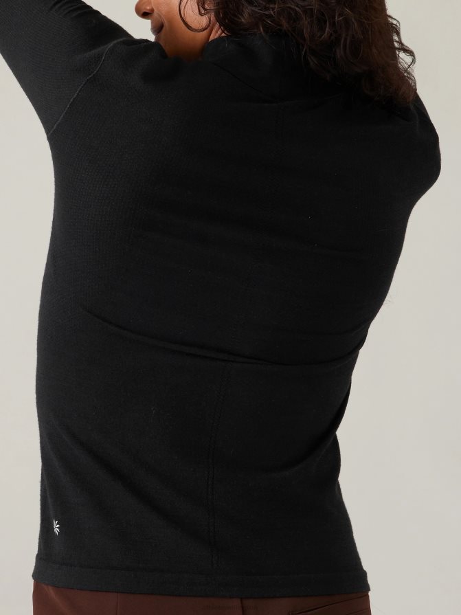 Athleta Women Black Ascent Seamless Turtleneck TZB4L0529