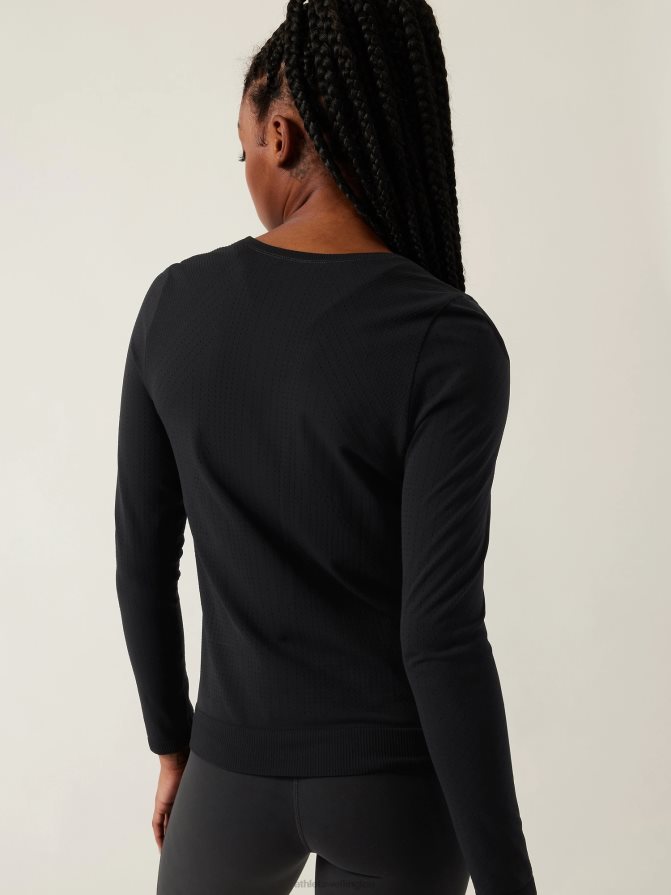 Athleta Women Black In Motion Seamless Top TZB4L0262