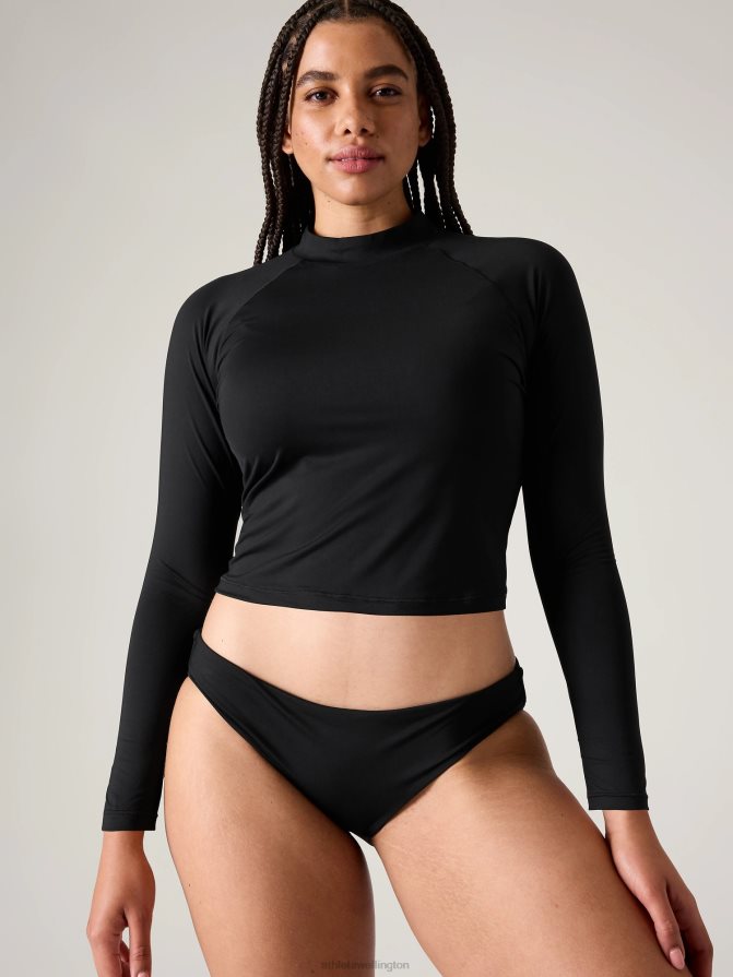 Athleta Women Black North Point Crop Rashguard TZB4L0894