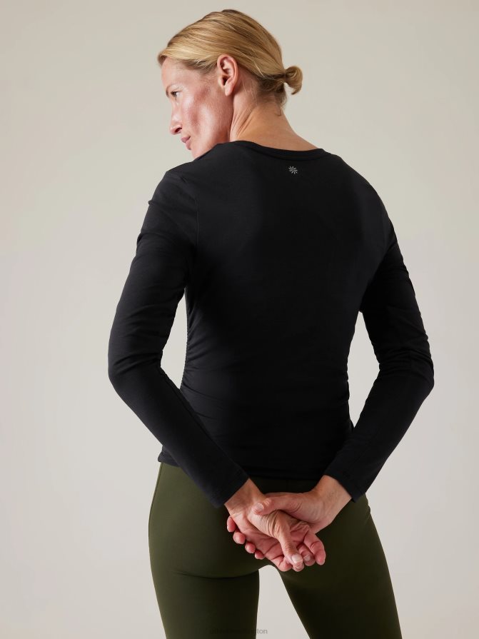 Athleta Women Black With Ease Cinch Top TZB4L0207